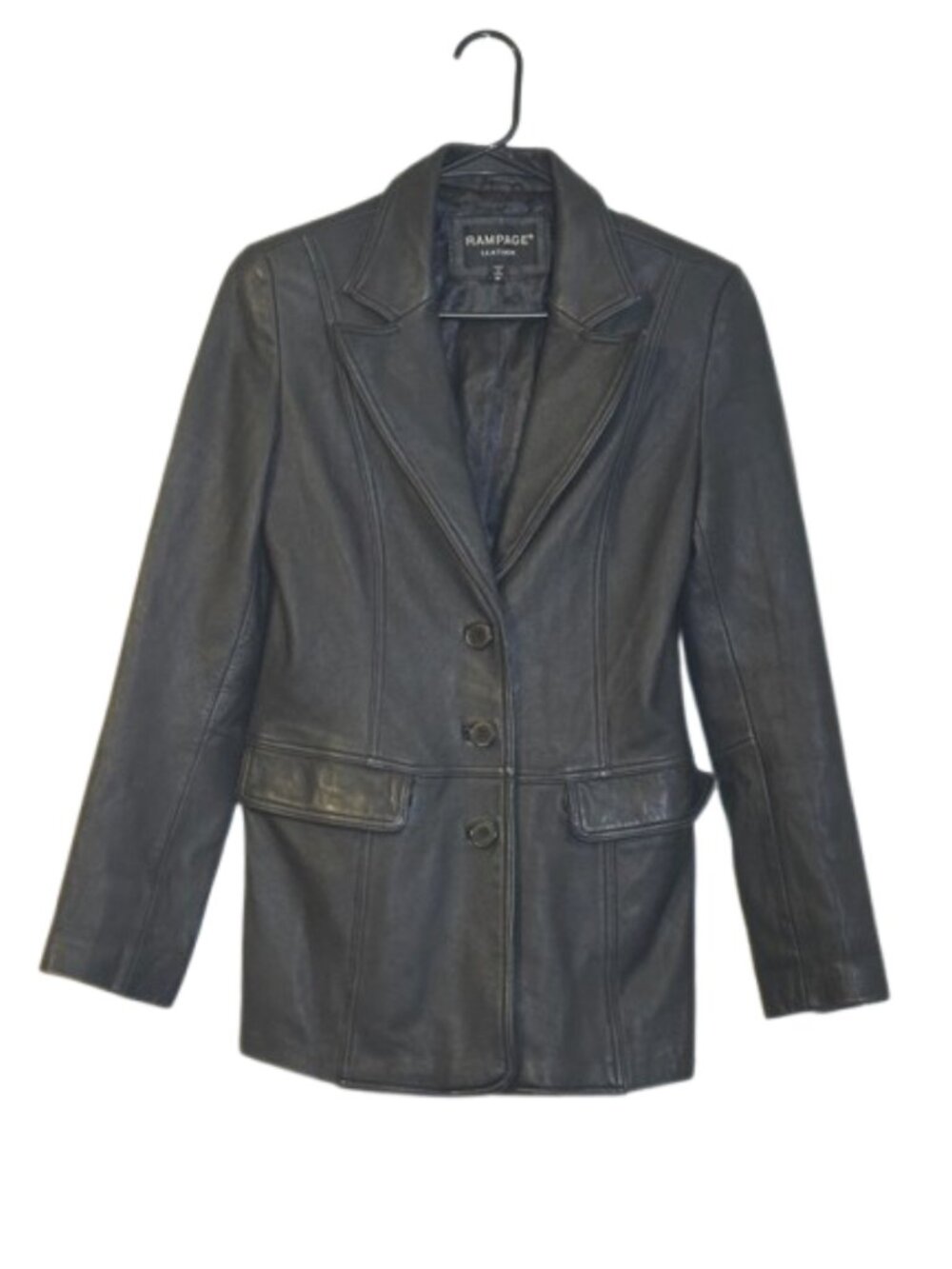 Vintage Rampage Leather Blazer Jacket Womens Medium Three Button Front 90s Y2k